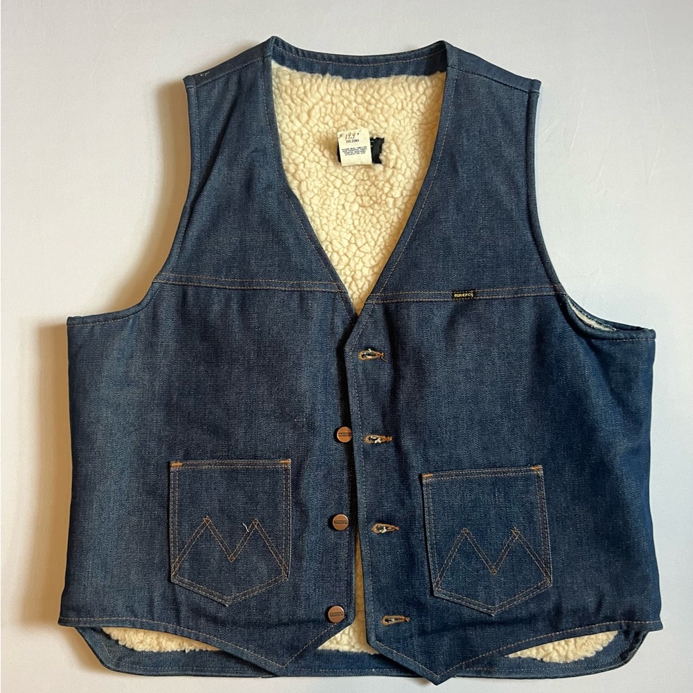 Maverick Blue Denim Vest with Sherpa Lining